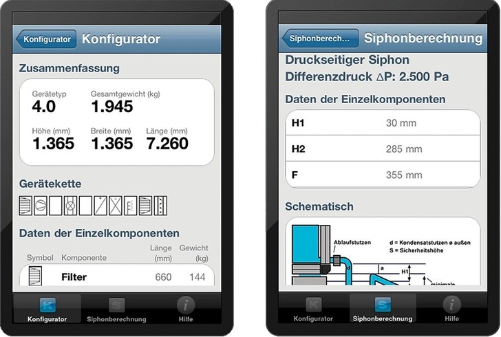 Howatherm: Geräteauslegung und Siphonberechnung.