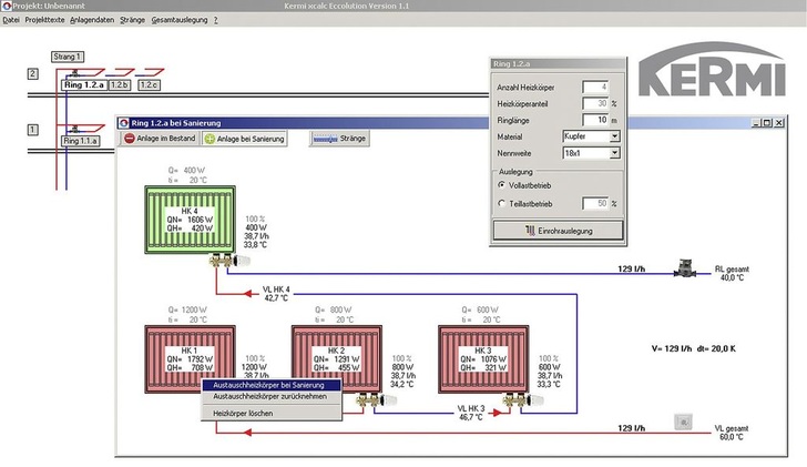 Kermi: xcalc eccolution zur Sanierung von Einrohrheizungen. - © Kermi
