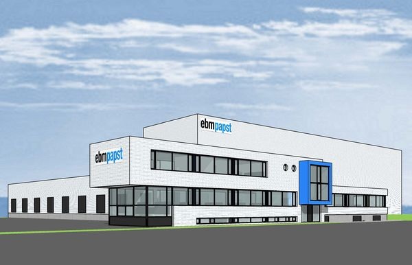Im Frühjahr 2013 soll das neue ebm-papst Logistikzentrum fertiggestellt sein. (Quelle: ebm-papst)