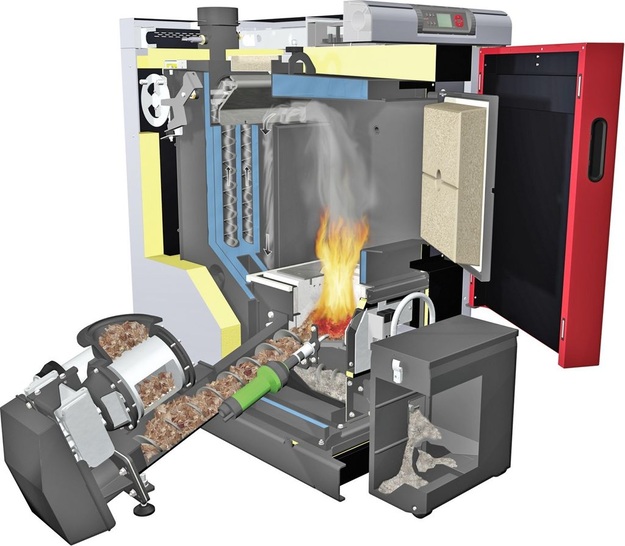Fröling: Schnitt durch einen T4-Hackgut-Kessel.