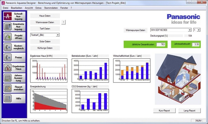 Panasonic: Screenshot vom „Aquarea Designer“ zur Planung von Wärmepumpenprojekten. - © Panasonic Deutschland
