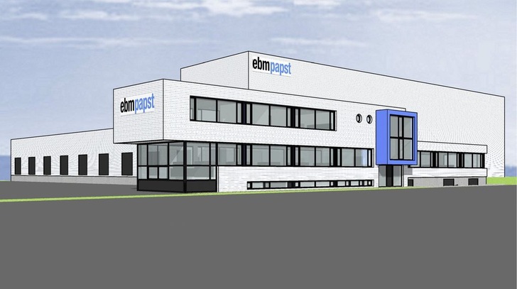 Im Frühjahr 2013 soll das neue ebm-papst Logistikzentrum in Landshut fertiggestellt sein. - © ebm-papst

