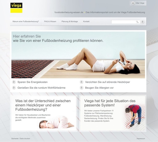 Startseite von www.fussbodenheizung-wissen.de - © Viega
