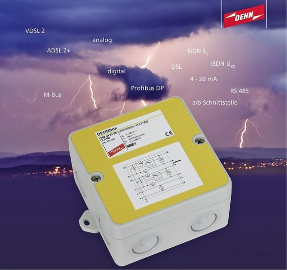 Dehn: Die Dehnbox schützt informationstechnische Übertragungssysteme vor Überspannungen. - © Dehn
 Dehn: Die Dehnbox schützt informationstechnische Übertragungssysteme vor Überspannungen.