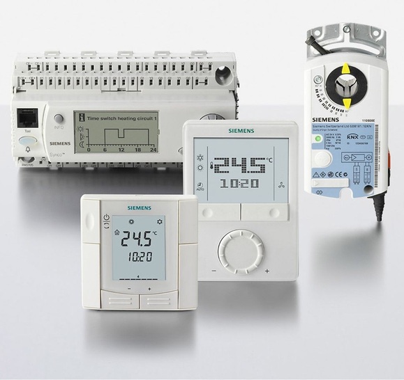 Siemens: Komponenten für eine KNX-basierte variable Volumenstromregelung.