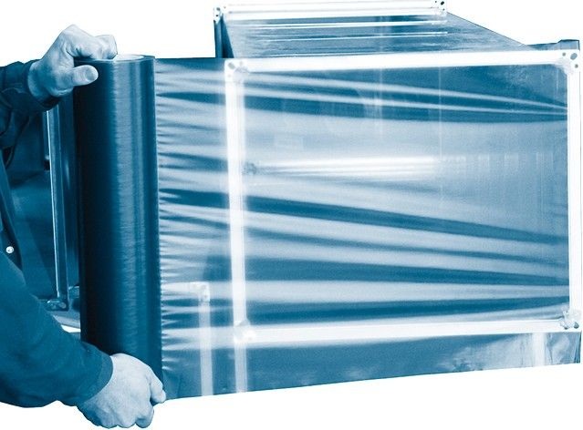 MEZ-Technik: Staubdichter Verschluss eines Luftkanals mit MEZ-Duct-Wrap. - © MEZ-Technik
 MEZ-Technik: Staubdichter Verschluss eines Luftkanals mit MEZ-Duct-Wrap.