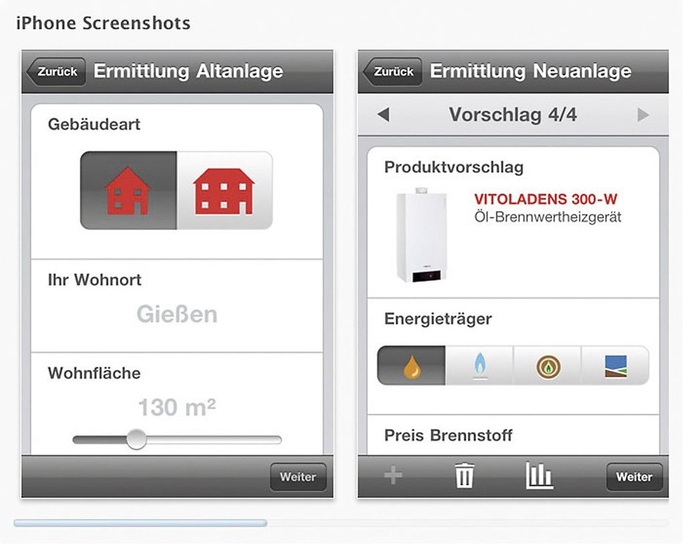 Viessmann: Energie-Spar-Check-App. - © Viessmann Werke
