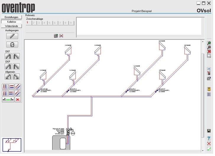 Oventrop: Solar-Rohrnetz mit Strangregulierventilen Hydrocontrol STR für den Hydraulischen Abgleich.