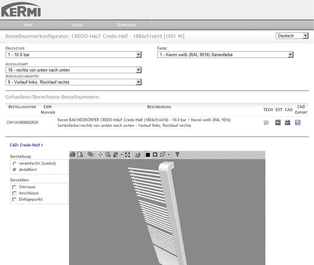 Kermi: Onlineversion von „VDI 3805 Webnavigator“.