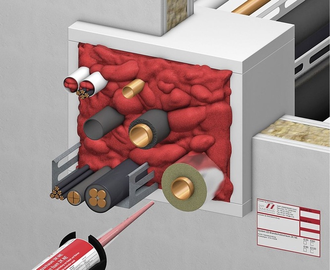 Zapp-Zimmermann: Kombischott mit „ZZ-Brandschutzschaum 2K NE“.
