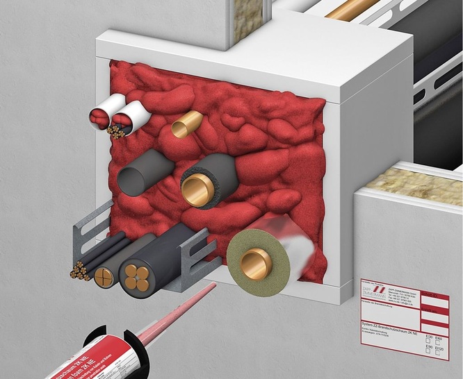 Zapp-Zimmermann: Kombischott mit „ZZ-Brandschutzschaum 2K NE“. - © Zapp-Zimmermann
