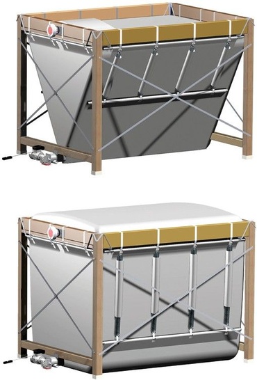 ÖkoFEN: Flexilo CompactGewebetank (oben leer, unten befüllt).