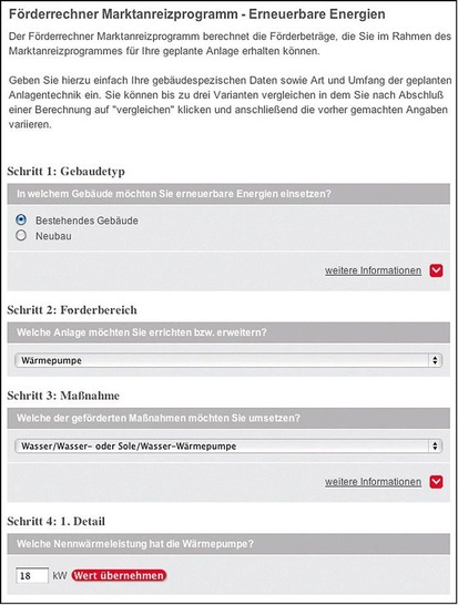 Viessmann: MAP-Förderrechner für SolarthermieAnlagen, Wärmepumpen und Biomasse-Heizungen. - © Viessmann Werke
