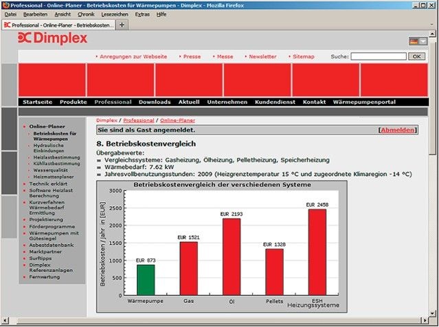 Dimplex: Online-Planer „Betriebskosten für Wärmepumpen“. - © Dimplex
