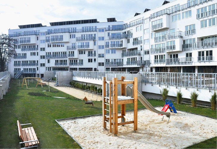 Abb. 1 MATRIX-Living: Fünfgeschossiges Wohngebäude mit sehr niedrigem Primärenergiebedarf.