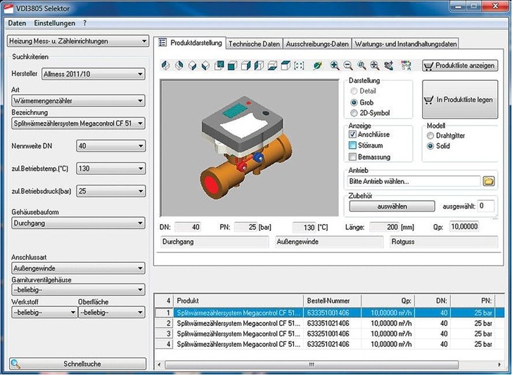 Allmess: VDI-3805Produktdaten für Wasser- und Wärmezähler. - © Allmess
