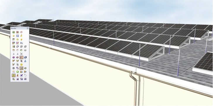 Data Design System: Mit DDS-CAD PV 8 sind auch die weitere Elektro­installation und der Blitzschutzplanung einer Photovoltaik-Anlage planbar.