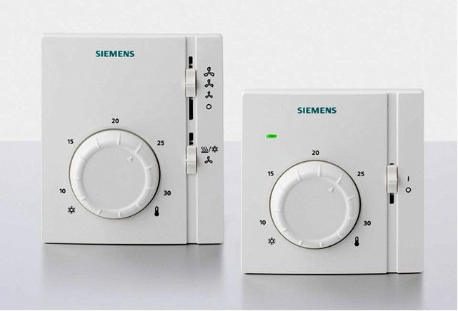 Siemens: Raumthermostate RAB und RAA mit ­großem Drehrad.