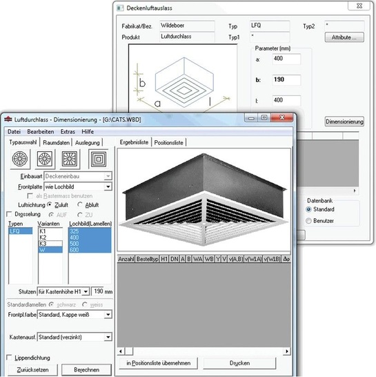 C.A.T.S. Software: Datenverbund mit der Dimensionierung von Wildeboer. - © C.A.T.S. Software
