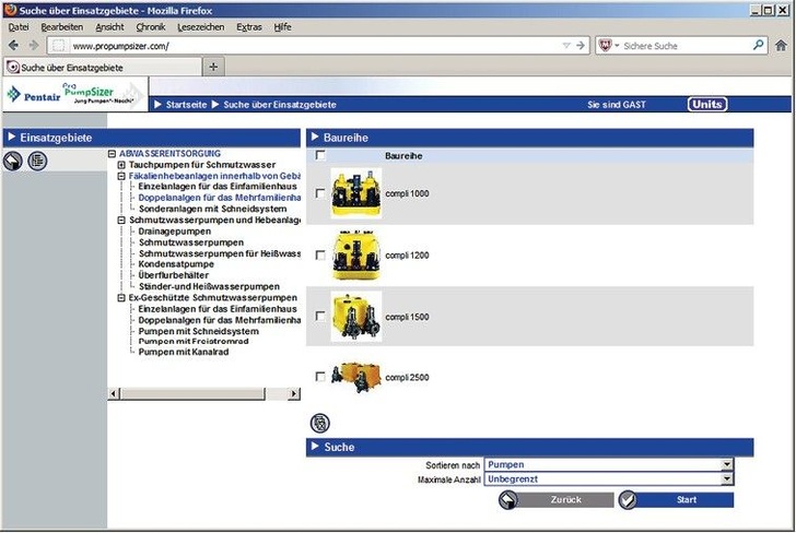 Jung Pumpen: Webbasiertes Auswahlprogramm ProPumpsizer. - © Jung Pumpen
