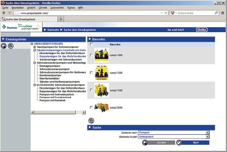 Jung Pumpen: Webbasiertes Auswahlprogramm ProPumpsizer.