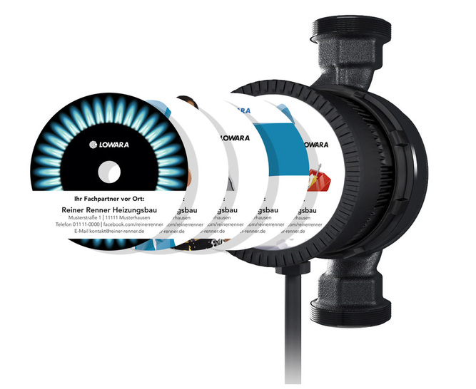 Heizungspumpe Lowara Ecocirc Basic mit personalisierter Endkappe. (Quelle: Xylem) - © Xylem
