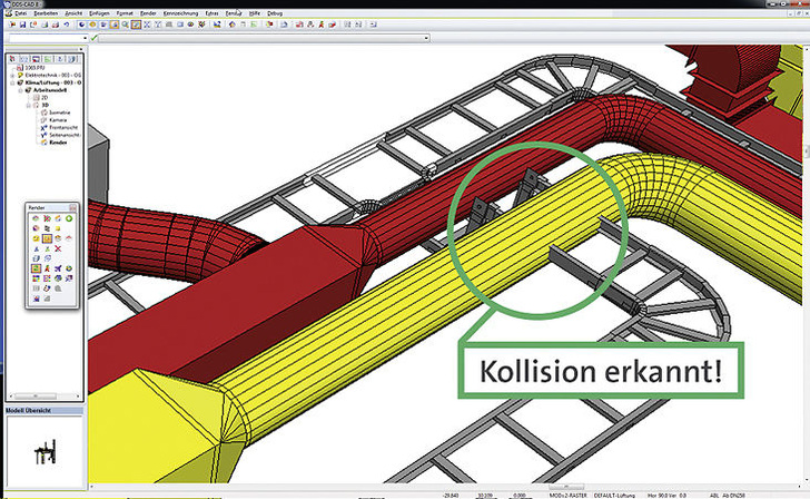 Data Design System: In DDS-CAD 8 wird die Leitungs- und Trassenkollision bereits während der Eingabe verhindert. - © Data Design System
