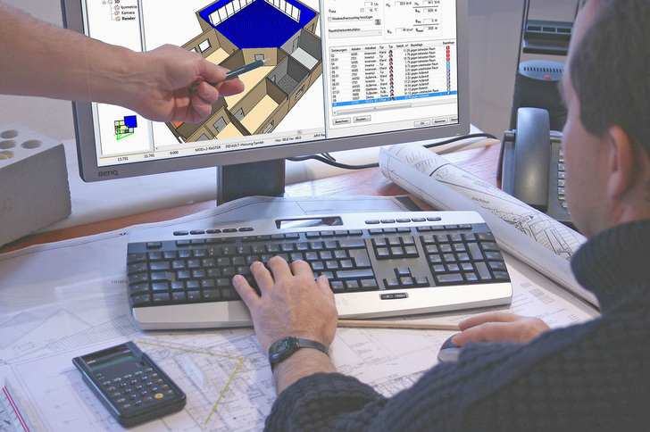 Abb. 1 Zahlreiche Parameter müssen bei der Heizlastberechnung berücksichtigt werden. Spezielle Fachprogramme rationalisieren die Berechnung. In CAD-Programme ­integrierte Berechnungsmodule können die Berechnung erheblich vereinfachen, da Gebäude- und Bauteildaten in die Heizlastberechnung übernommen werden können.