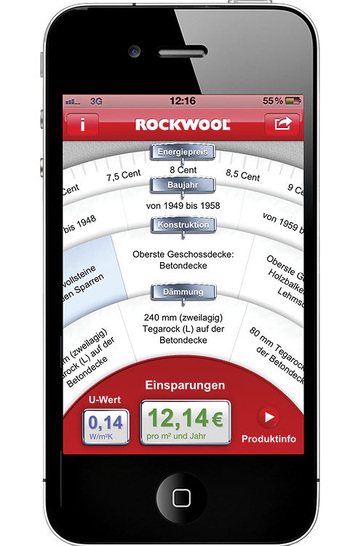 Rockwool: Die App EinsparRadgeber errechnet den Effekt verschiedener Dämmmaßnahmen. - © Rockwool
