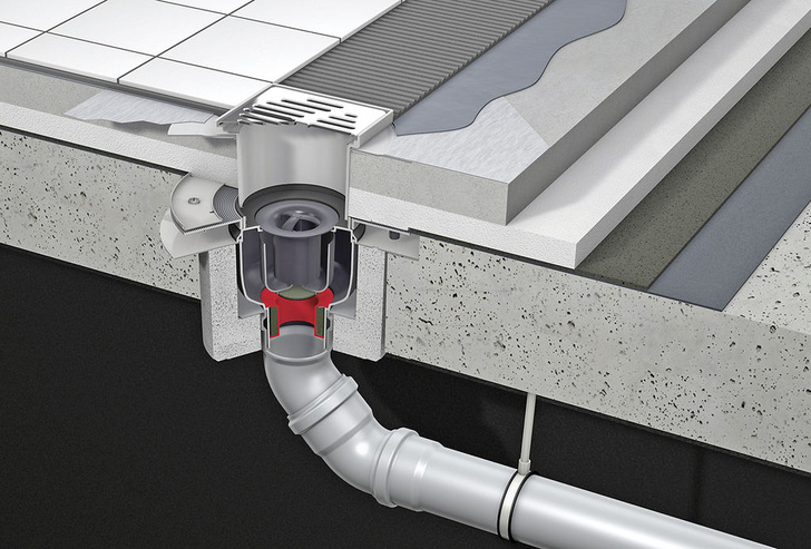 ACO Haustechnik: Bodenablauf Easyflow mit Brandschutz-Set. - © ACO Haustechnik
 ACO Haustechnik: Bodenablauf Easyflow mit Brandschutz-Set.