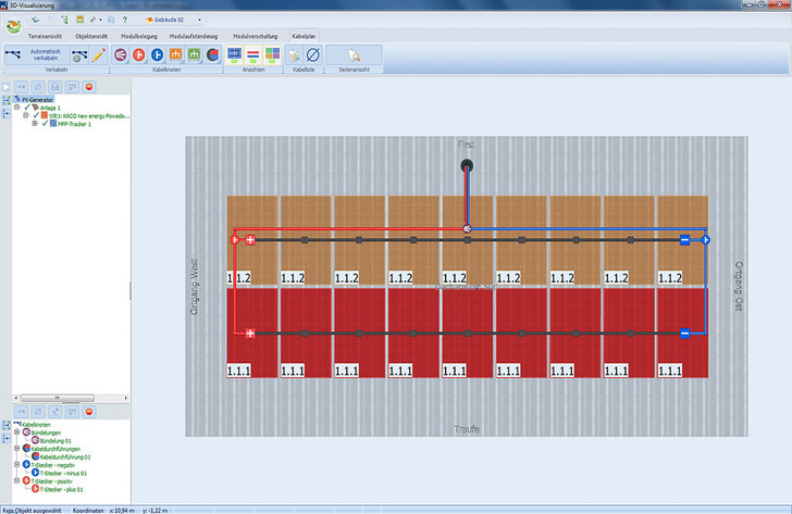 Vela Solaris: Simulationsresultate in Polysun für eine PV-Eigenverbrauchsoptimierung. Valentin: Arbeitsbereich Kabelplan in PV*SOL Expert 6.0. - © Valentin
 Vela Solaris: Simulationsresultate in Polysun für eine PV-Eigenverbrauchsoptimierung. Valentin: Arbeitsbereich Kabelplan in PV*SOL Expert 6.0.