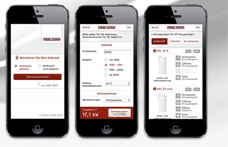 Stiebel Eltron: HeizlastApp mit Berechnung nach DIN EN 12831 Beiblatt 2.