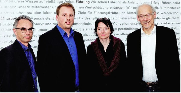 Die neuen Eigentümer von drexel und weiss (v.l.): Die Geschäftsführer Christof Drexel und Bernhard Rauter sowie die Geschäftsführer der Gebrüder Gasser Holding AG, Agnese Bronzini und Josias Gasser.