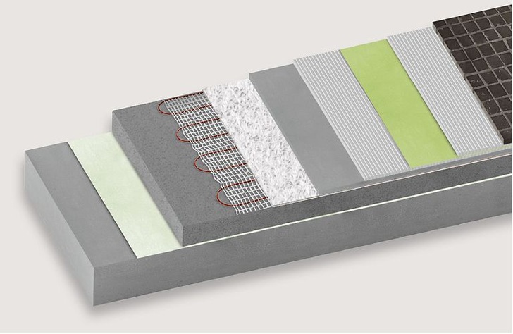 AEG Haustechnik: Fußbodentemperierung Thermo Boden auf dem Turbolight-System von Uzin Utz.