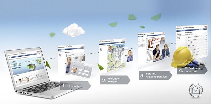 Bosch Thermotechnik: Die Plattform www.effizienzhaus-online.de stellt den Kontakt zwischen Bauherren und Fachpartnern her. - © Bosch Thermotechnik
