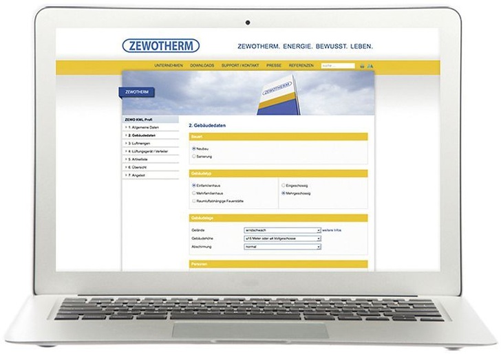 Zewotherm: Berechnungstool für die kontrollierte Wohnungslüftung. - © Zewotherm
