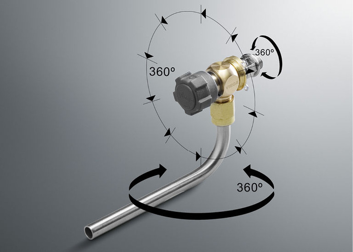 Viega: Zweiteiliges Easytop-Probennahmeventil.