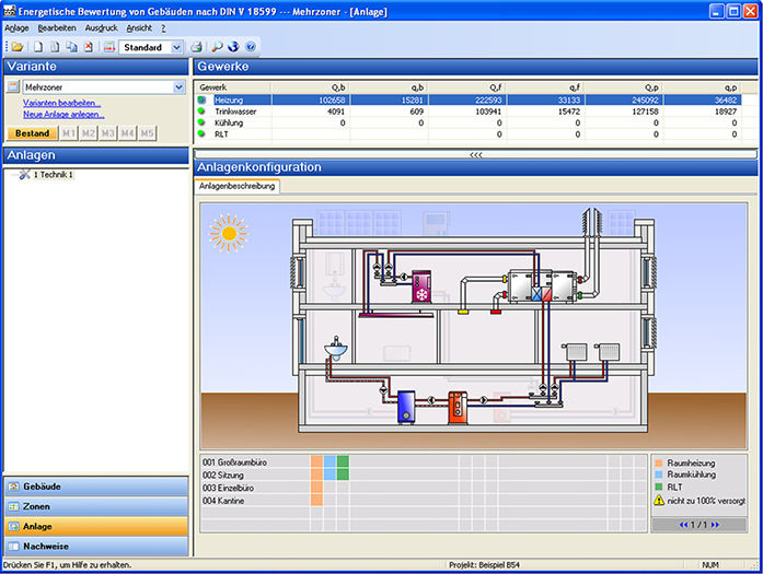 Solar-Computer: Erstellen eines bedarfsorientierten Energieausweises für ein Nichtwohngebäude.