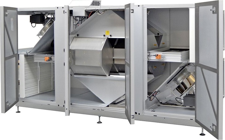 Exhausto: VEX370 mit Gegenstromwärmeübertrager.