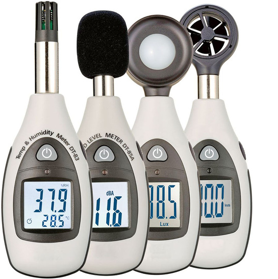 Dostmann: Mini-Serie mit Humiditymeter, Schallpegelmessgerät, Luxmeter und Anemometer. - © Dostmann
