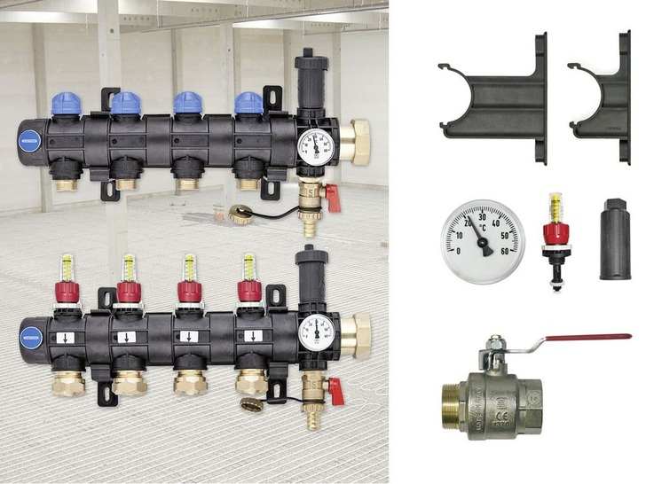 Zewotherm: Industrieverteiler für die Bauteilaktivierung und Industriebodenheizung.