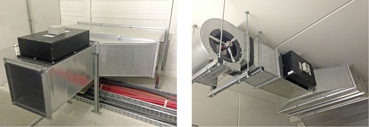 Abb. 1 Active-Noise-Control-Systeme im Einsatz: In der schwarzen Box sind die Sensorik, die Gegenschallquelle und die Elektronik untergebracht.