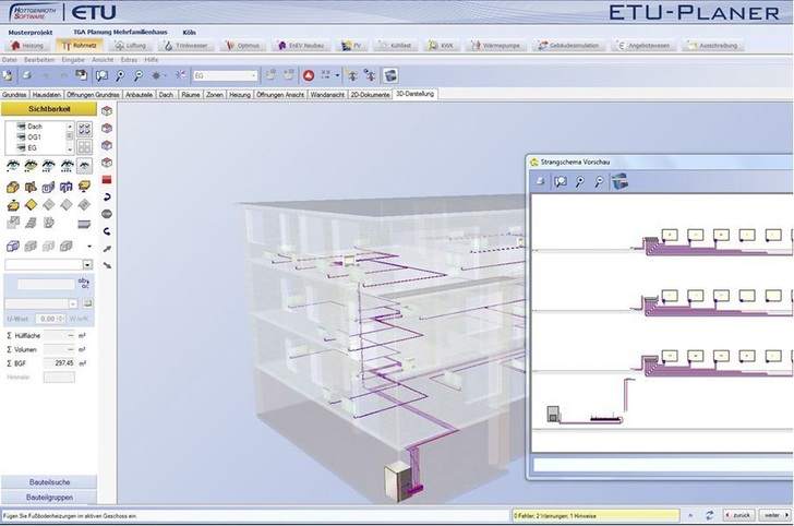 Hottgenroth/ETU: Vorschau auf das automatisch genierte Strangschema in ETU-Planer. - © Hottgenroth
