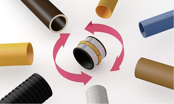 Rehau: Awadukt-Flex-Connect-Rohrkupplung. - © Rehau
 Rehau: Awadukt-Flex-Connect-Rohrkupplung.