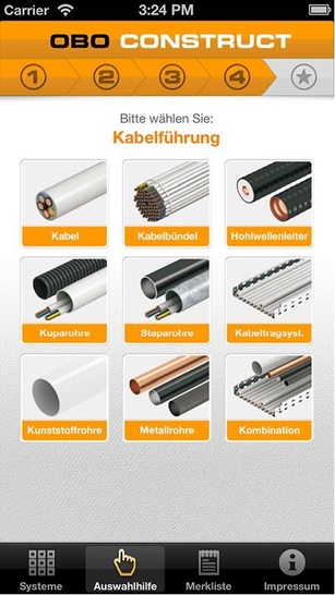 OBO: Auswahlhilfe in der App Construct BSS.