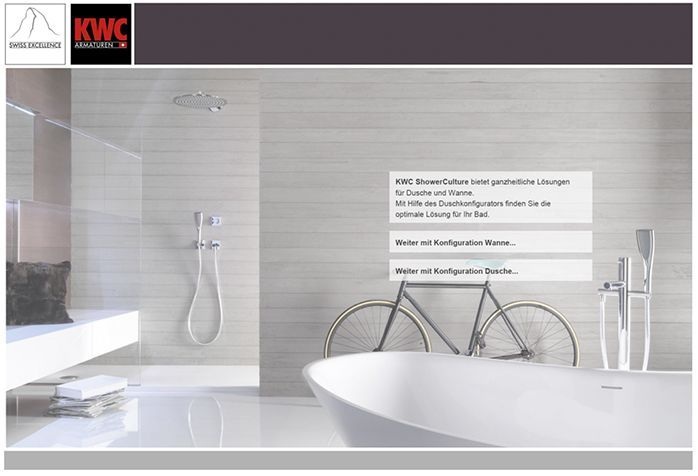 Auf www.showerculture.de kann man ein ­individuelles KWC-Duschsystem konfigurieren.