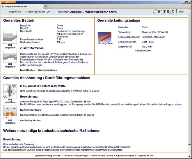 Armacell: Interaktiver Brandschutzplaner. - © Armacell
 Armacell: Interaktiver Brandschutzplaner.