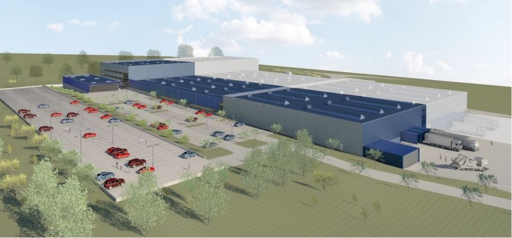 Steigende Nachfrage nach energieeffizienten Ventilatoren: ebm-papst investiert 15 Mio. Euro in die Verdoppelung der Produktion in Mulfingen-Hollenbach (blaue Fläche). - © ebm-papst
 Steigende Nachfrage nach energieeffizienten Ventilatoren: ebm-papst investiert 15 Mio. Euro in die Verdoppelung der Produktion in Mulfingen-Hollenbach (blaue Fläche).