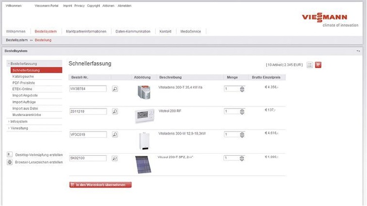 Viessmann: Online-Bestellsystem. - © Viessmann Werke
 Viessmann: Online-Bestellsystem.