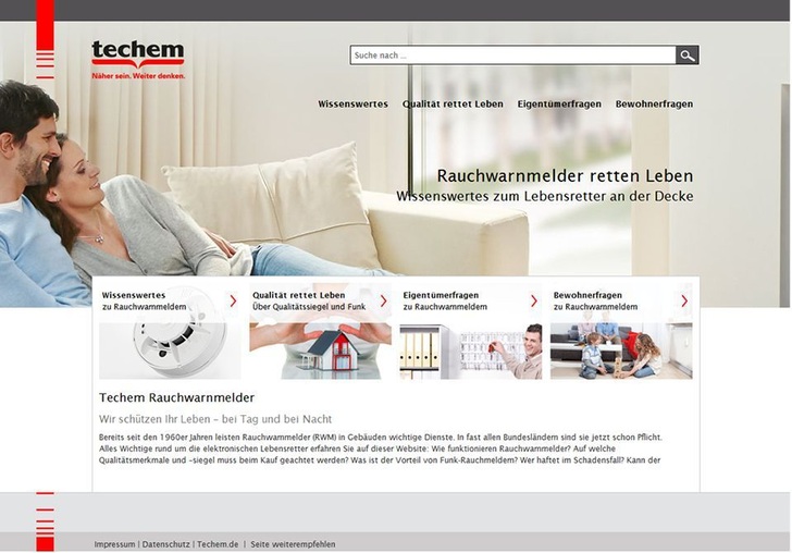 Startseite von www.rauchwarnmelder.techem.de